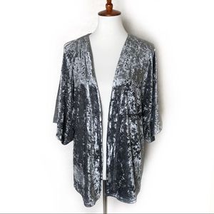 Steve Madden Open Cardigan Velvet Gray Dolman